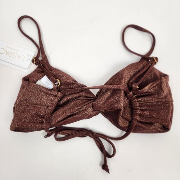 L*Space Shimmer Ringo Bikini Top in Cafe Brown Size XS NWT - Picture 4 of 6